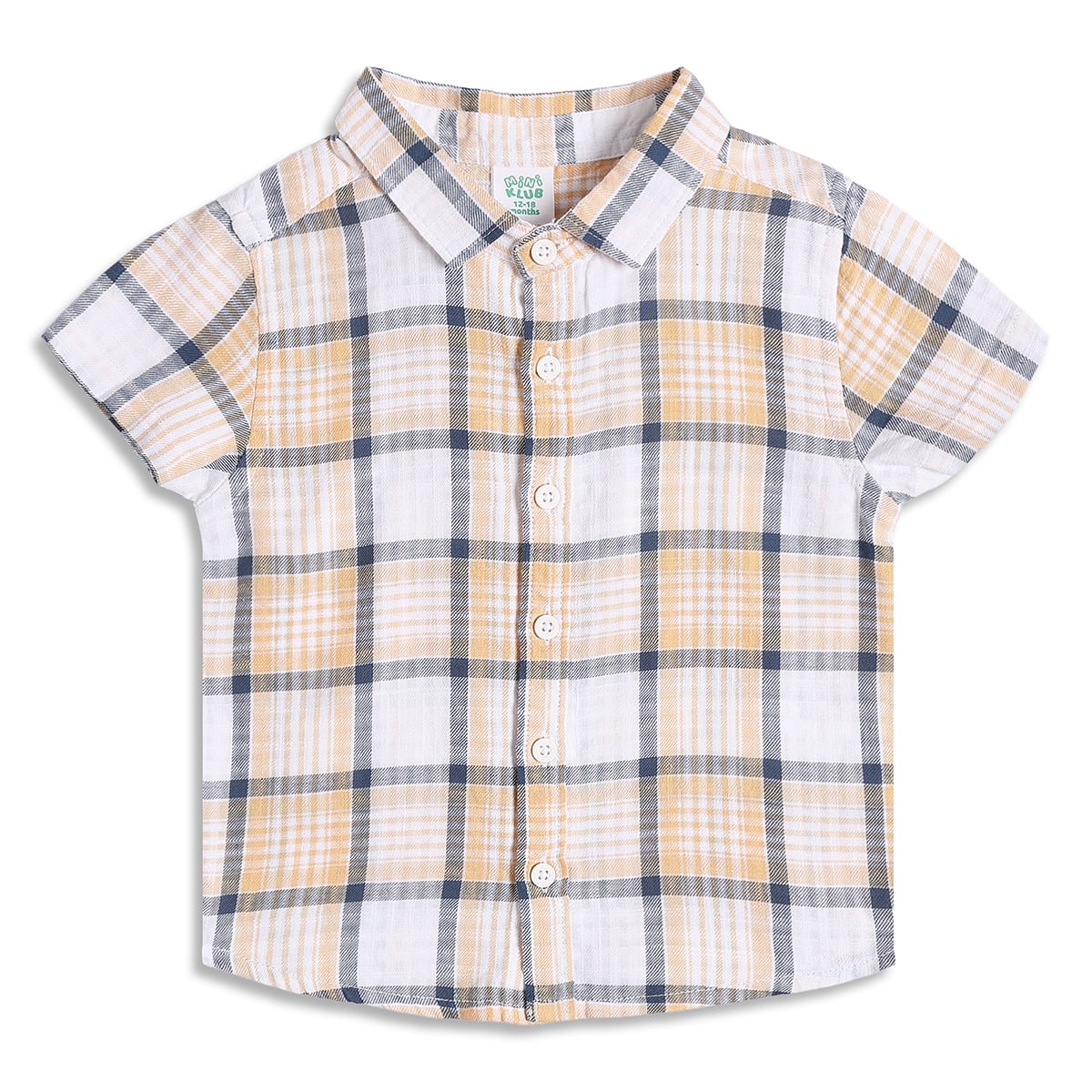 Kids Boys Yellow Checked Cotton Shirt and Shorts Co-ord Set