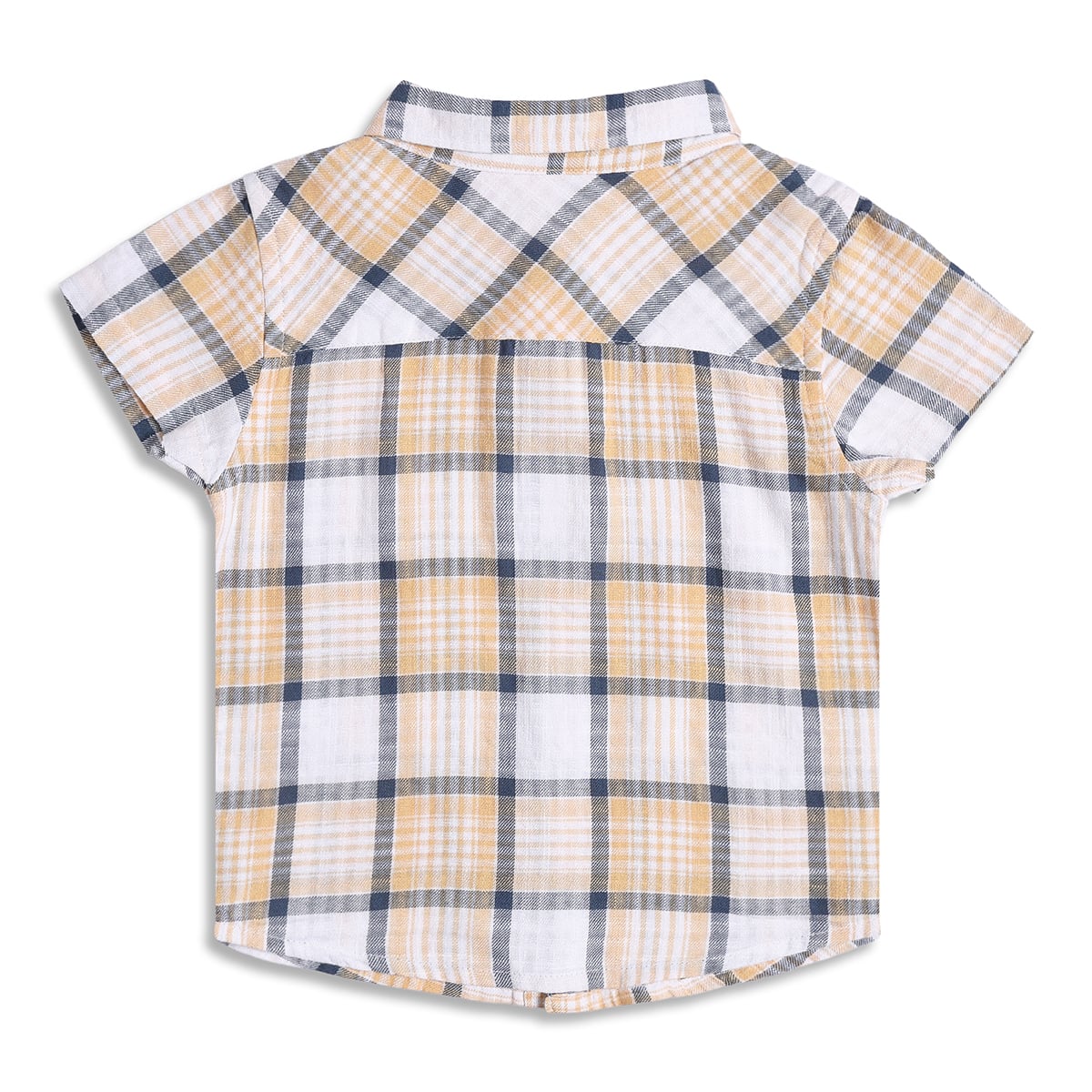 Kids Boys Yellow Checked Cotton Shirt and Shorts Co-ord Set