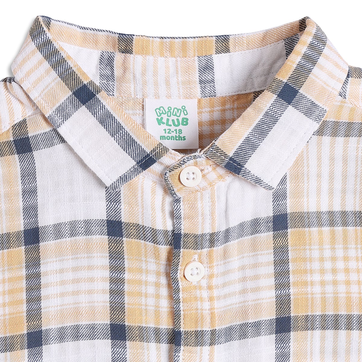 Kids Boys Yellow Checked Cotton Shirt and Shorts Co-ord Set