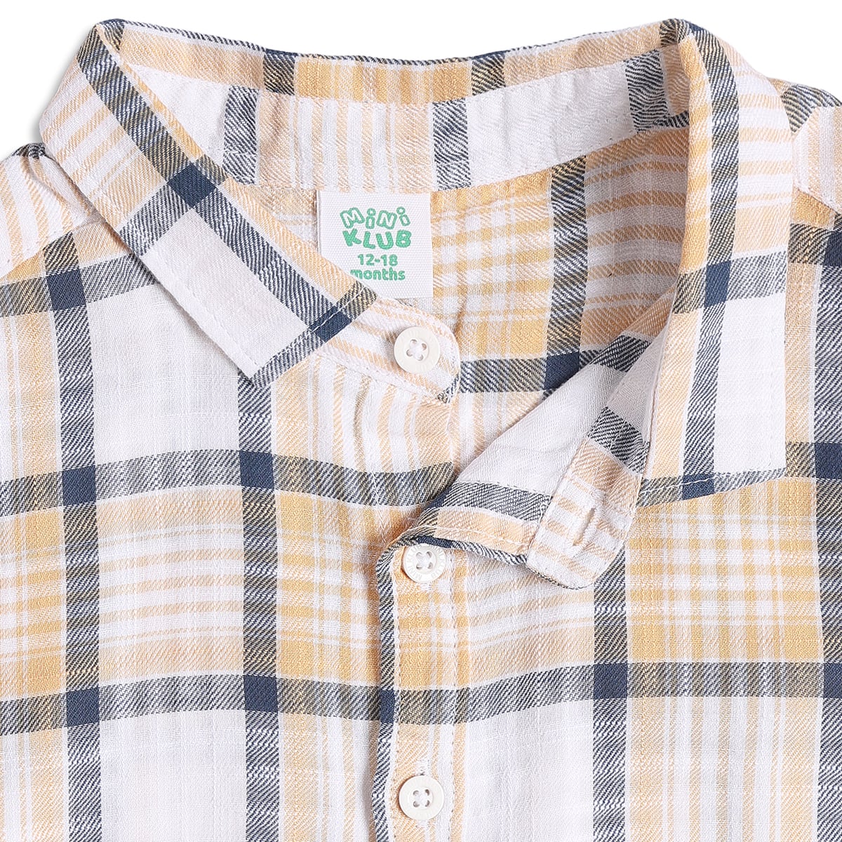 Kids Boys Yellow Checked Cotton Shirt and Shorts Co-ord Set