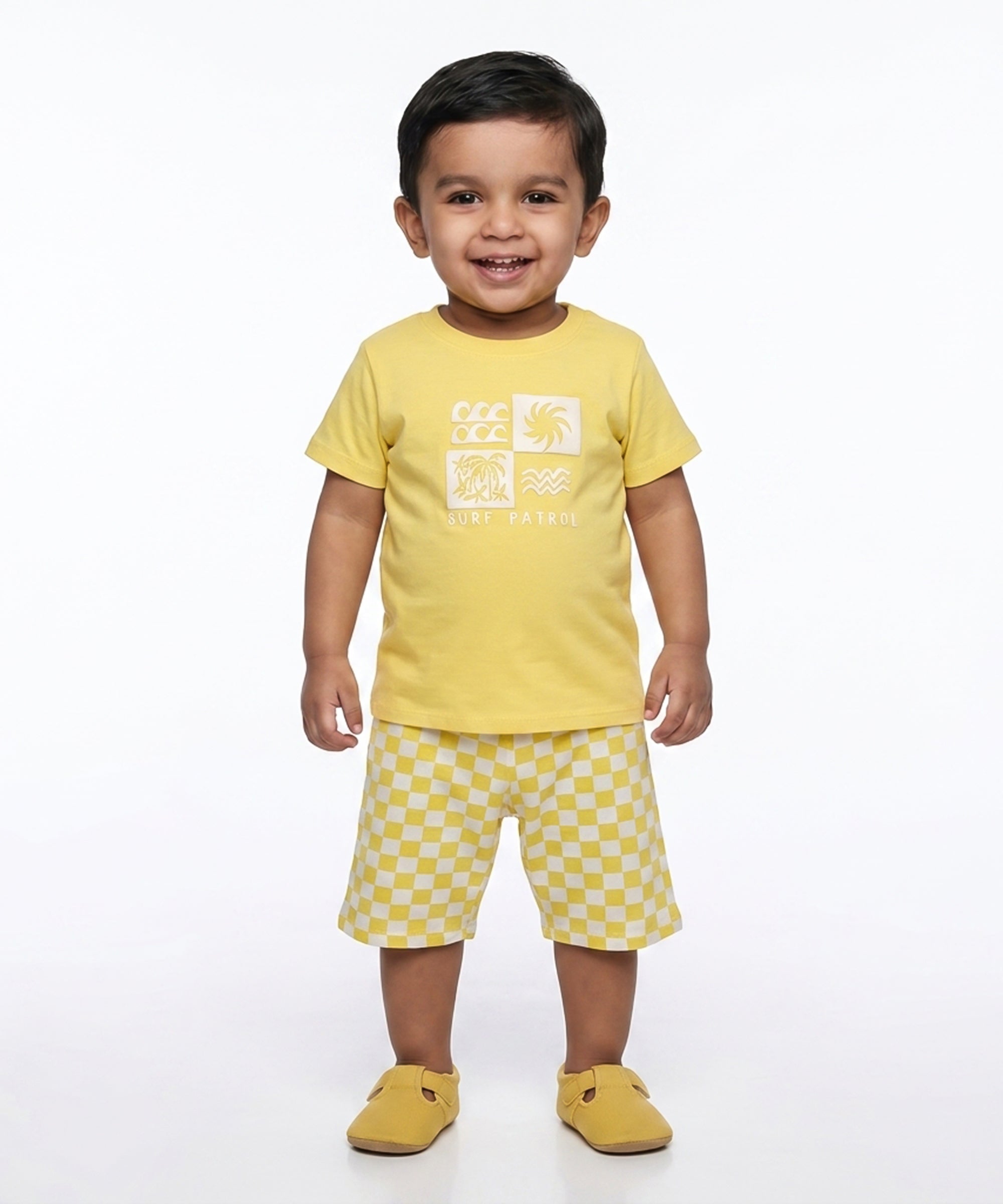 Baby Boys Text Printed Clothing Set, Yellow and White