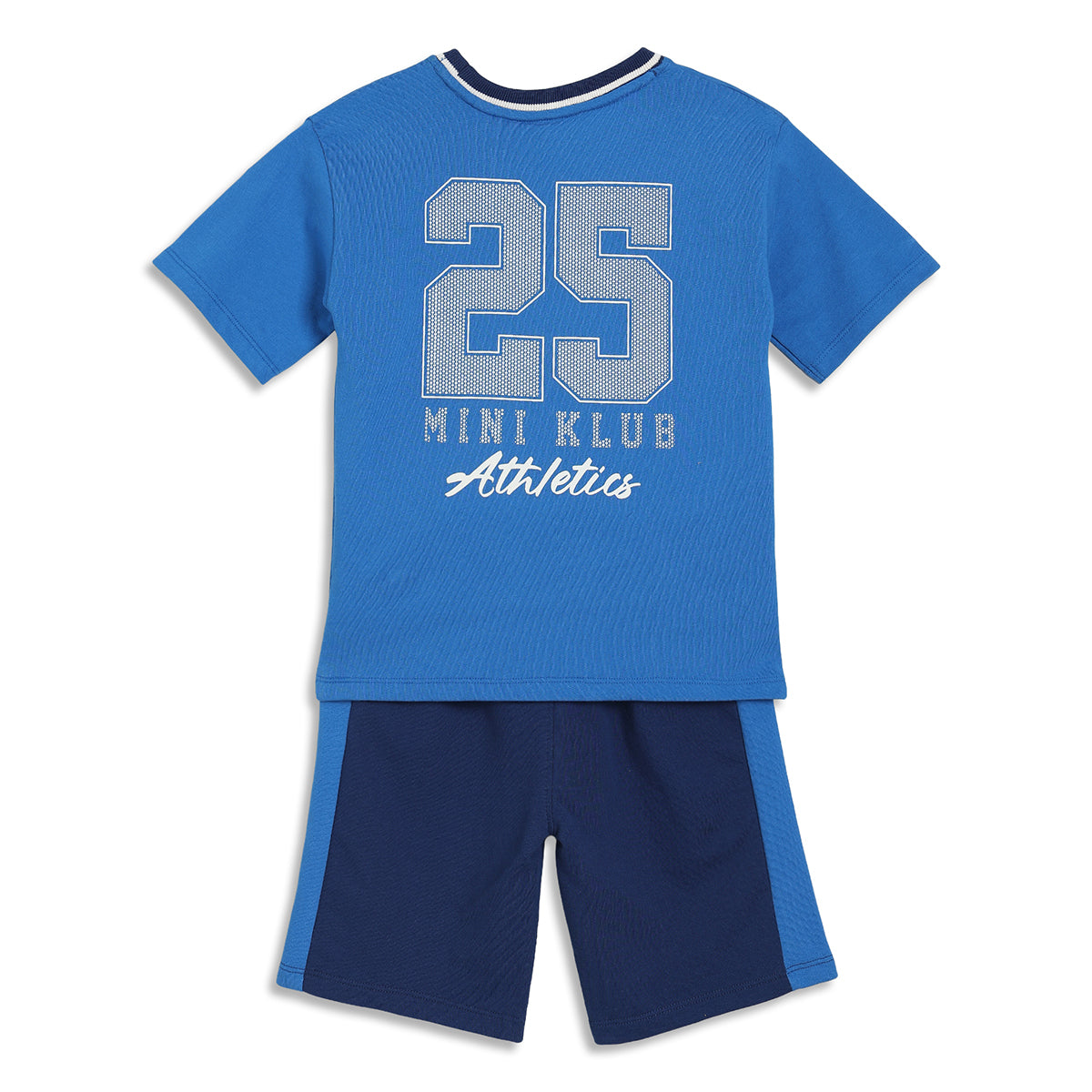 Boys Number Print T-Shirt and Shorts Set, Blue and Navy
