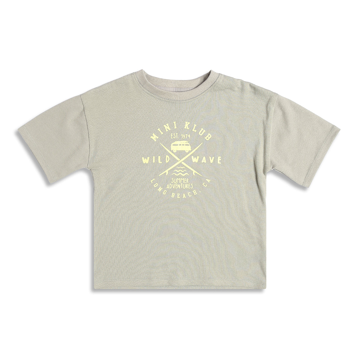 Boys Half Sleeves Graphic Print T-Shirt, Light Sage Green