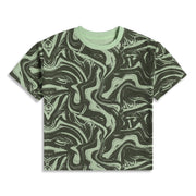 Boys Green Abstract Printed Cotton T-Shirt Regular Fit Casual Kids T-Shirt