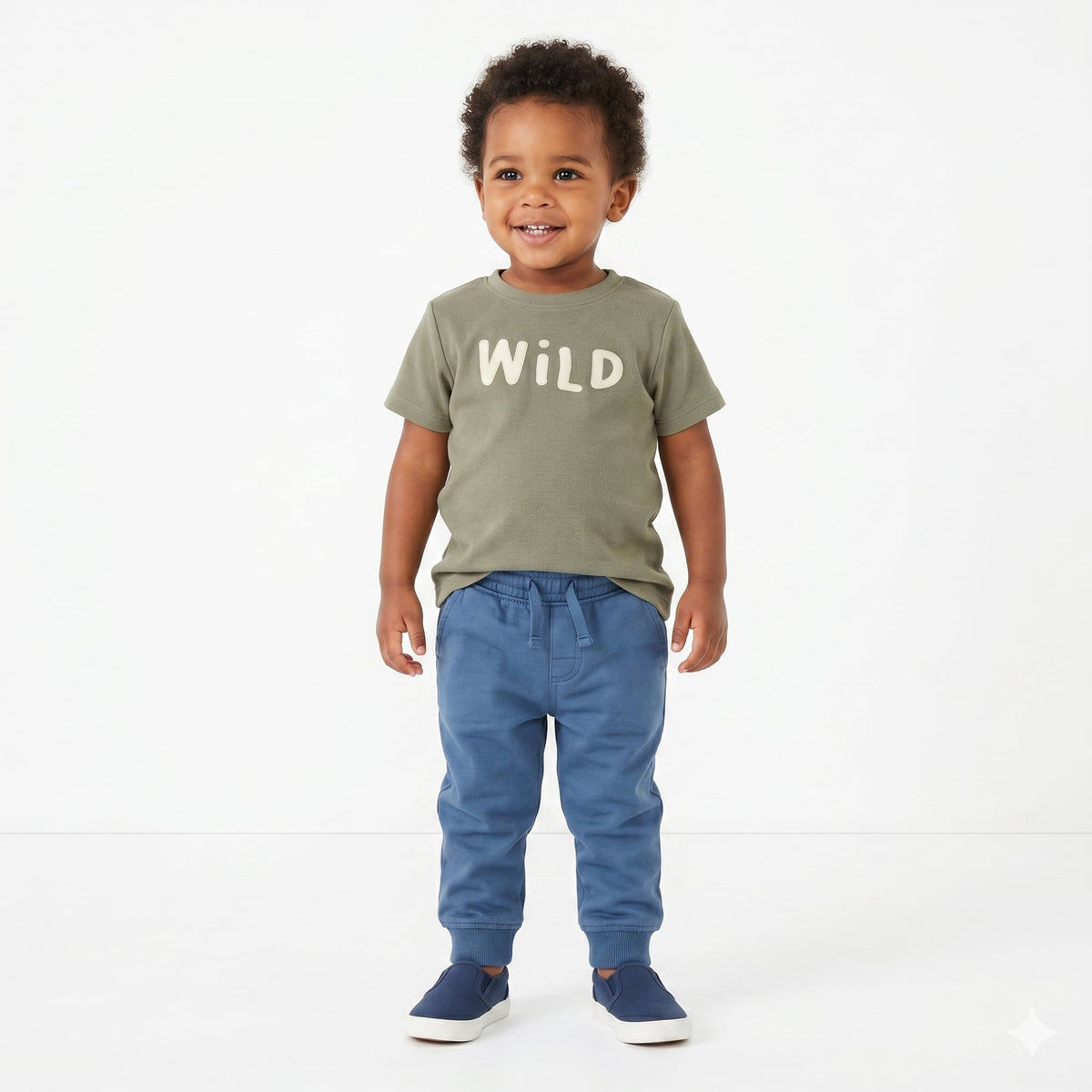 Boys Textured Half Sleeves T-Shirt With Typography Print, Olive Green