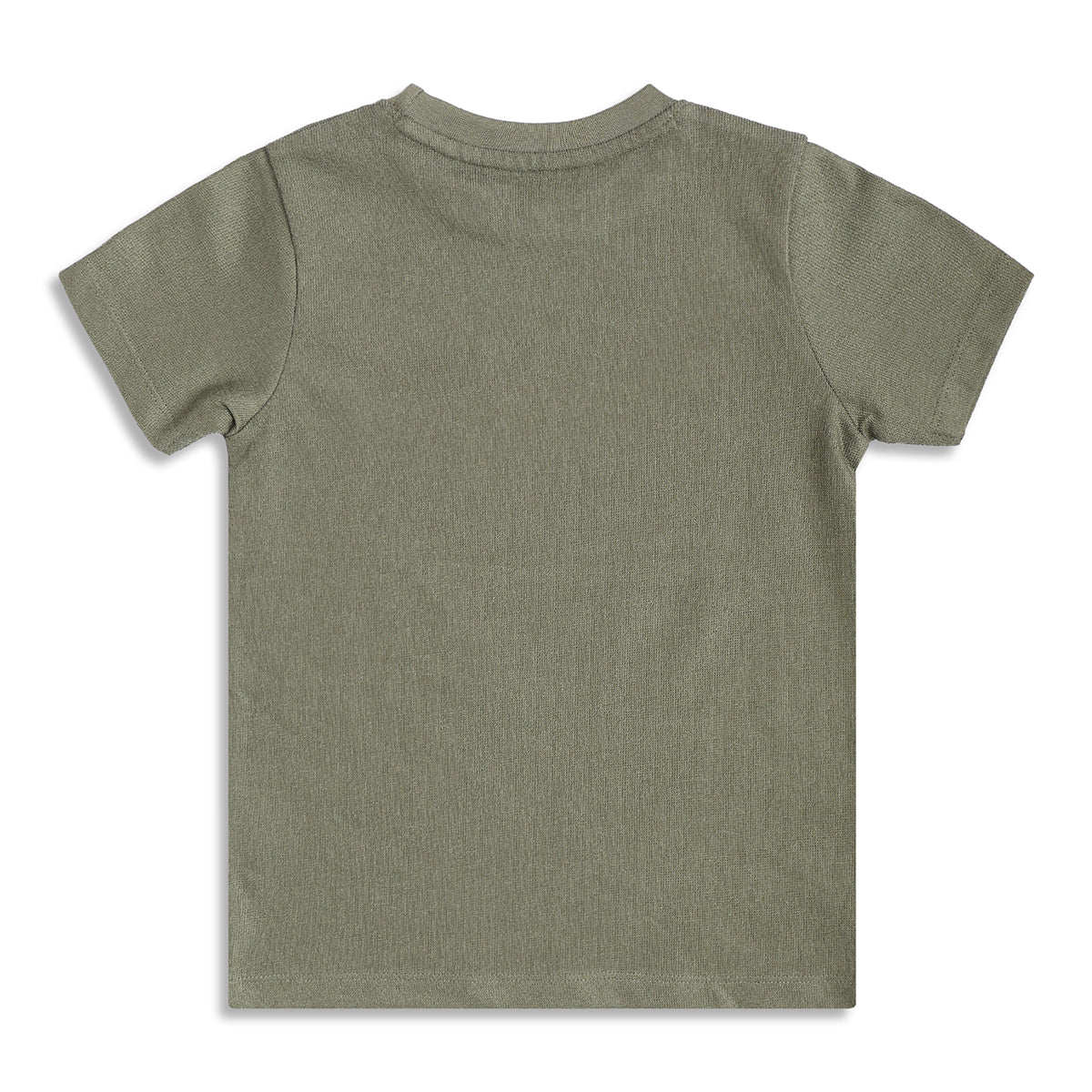 Boys Textured Half Sleeves T-Shirt With Typography Print, Olive Green