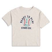 Boys Beige Typography Printed Cotton T-Shirt Regular Fit Casual Kids T-Shirt