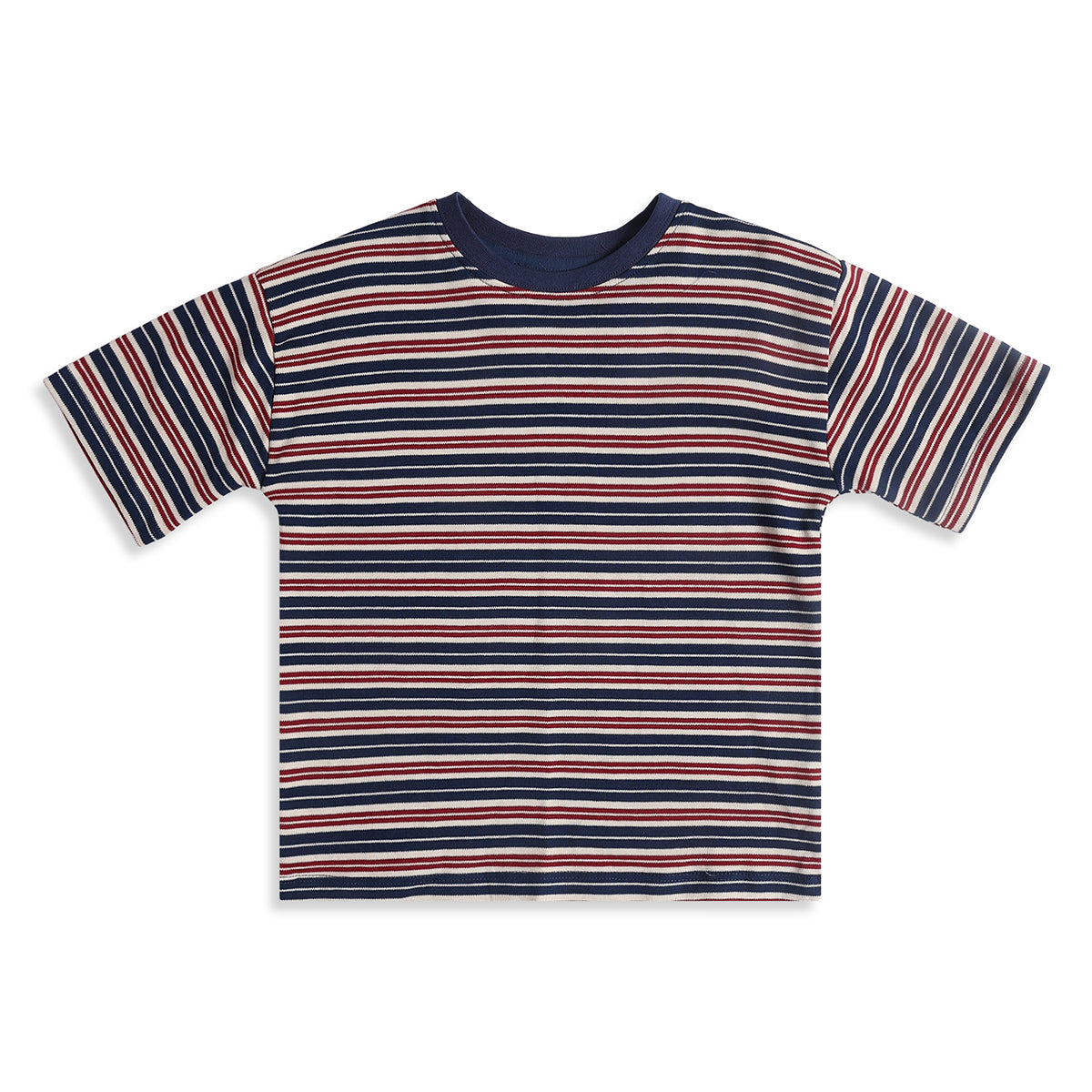 Baby Boys Navy Blue Red And White Cotton T-Shirt Regular Fit Casual Kids T-Shirt