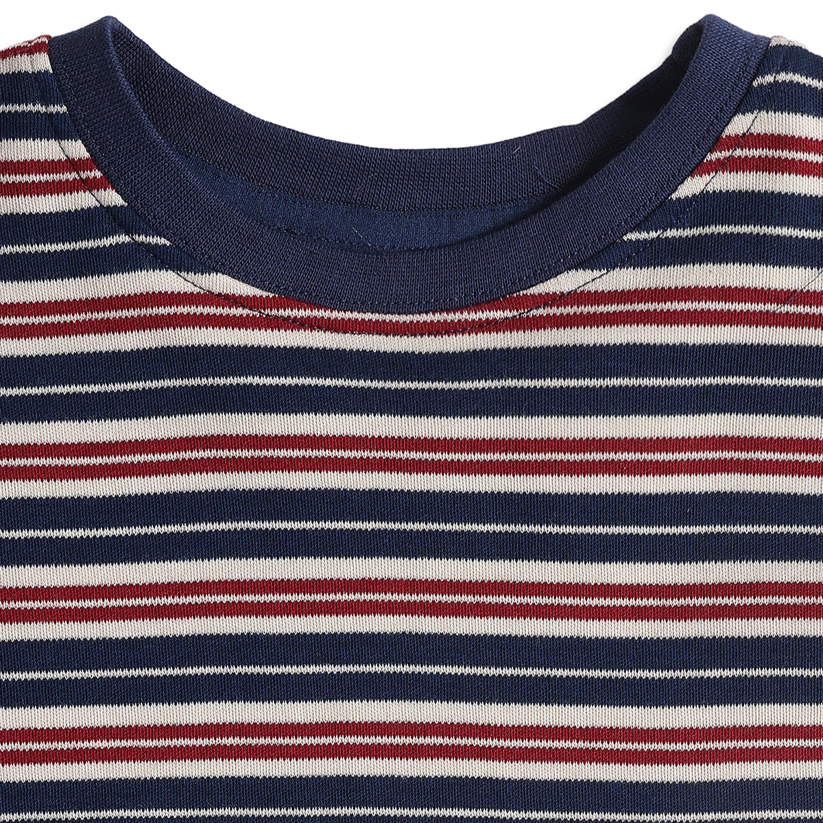 Baby Boys Navy Blue Red And White Cotton T-Shirt Regular Fit Casual Kids T-Shirt