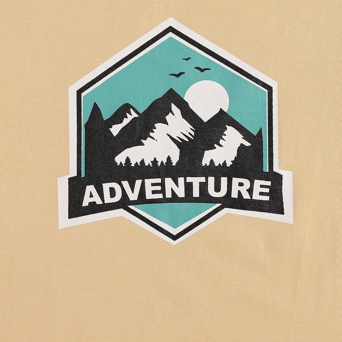 Baby Boys Beige Adventure Graphic T-Shirt Regular Fit Casual Kids T-Shirt
