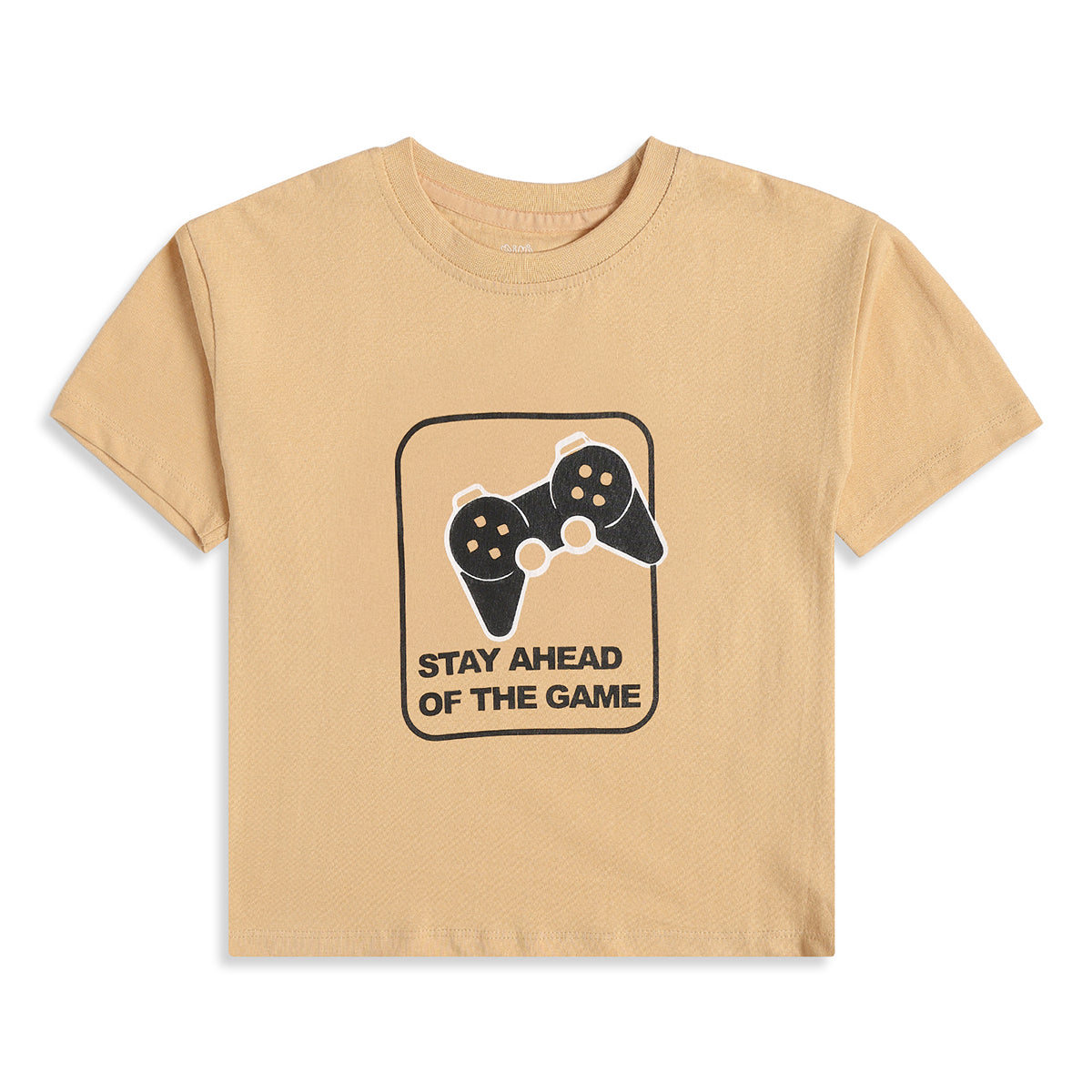 Baby Boys Beige Gaming Graphic T-Shirt Regular Fit Casual Kids T-Shirt