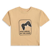 Baby Boys Beige Gaming Graphic T-Shirt Regular Fit Casual Kids T-Shirt