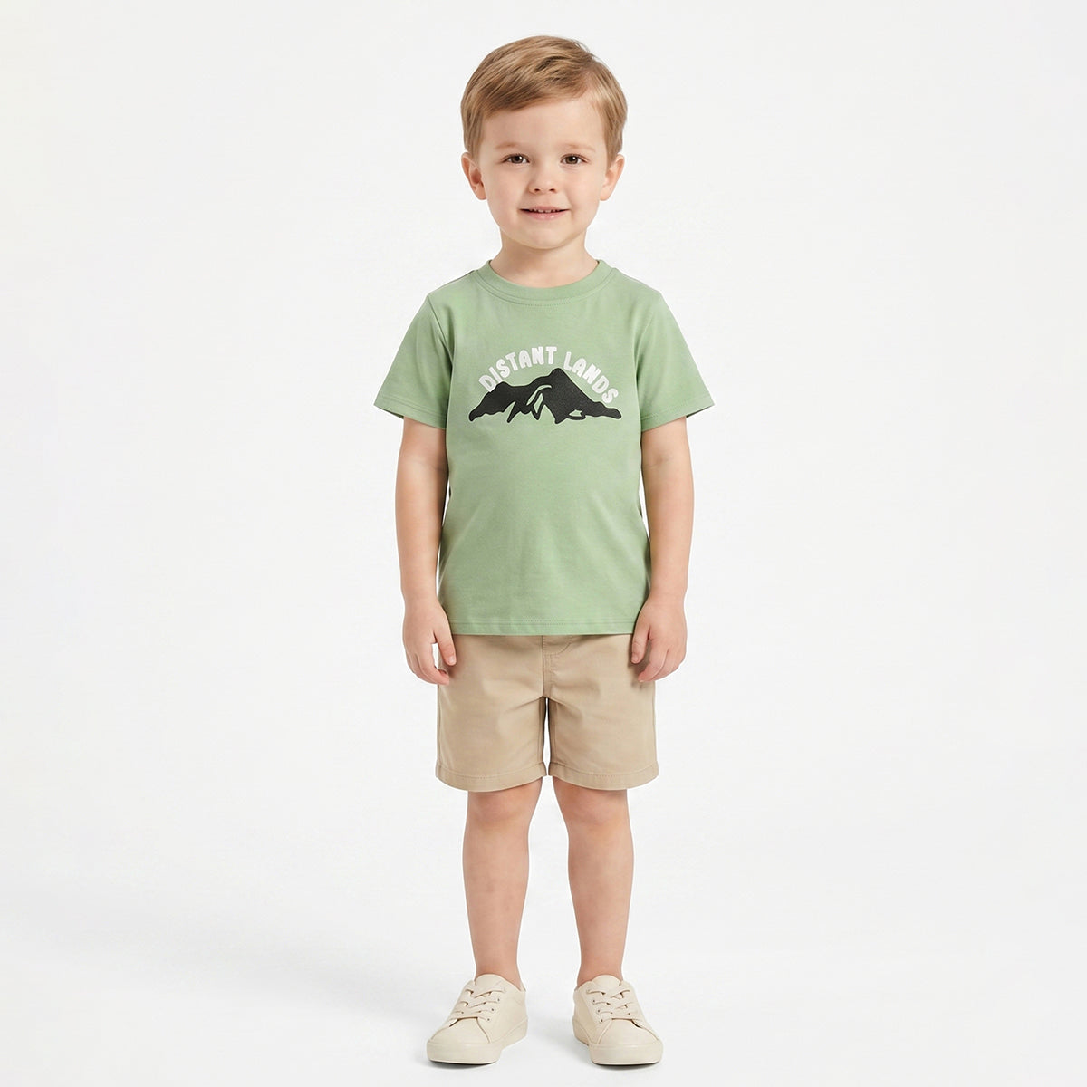 Baby Boys Green Graphic Print T-Shirt Regular Fit Casual Kids T-Shirt