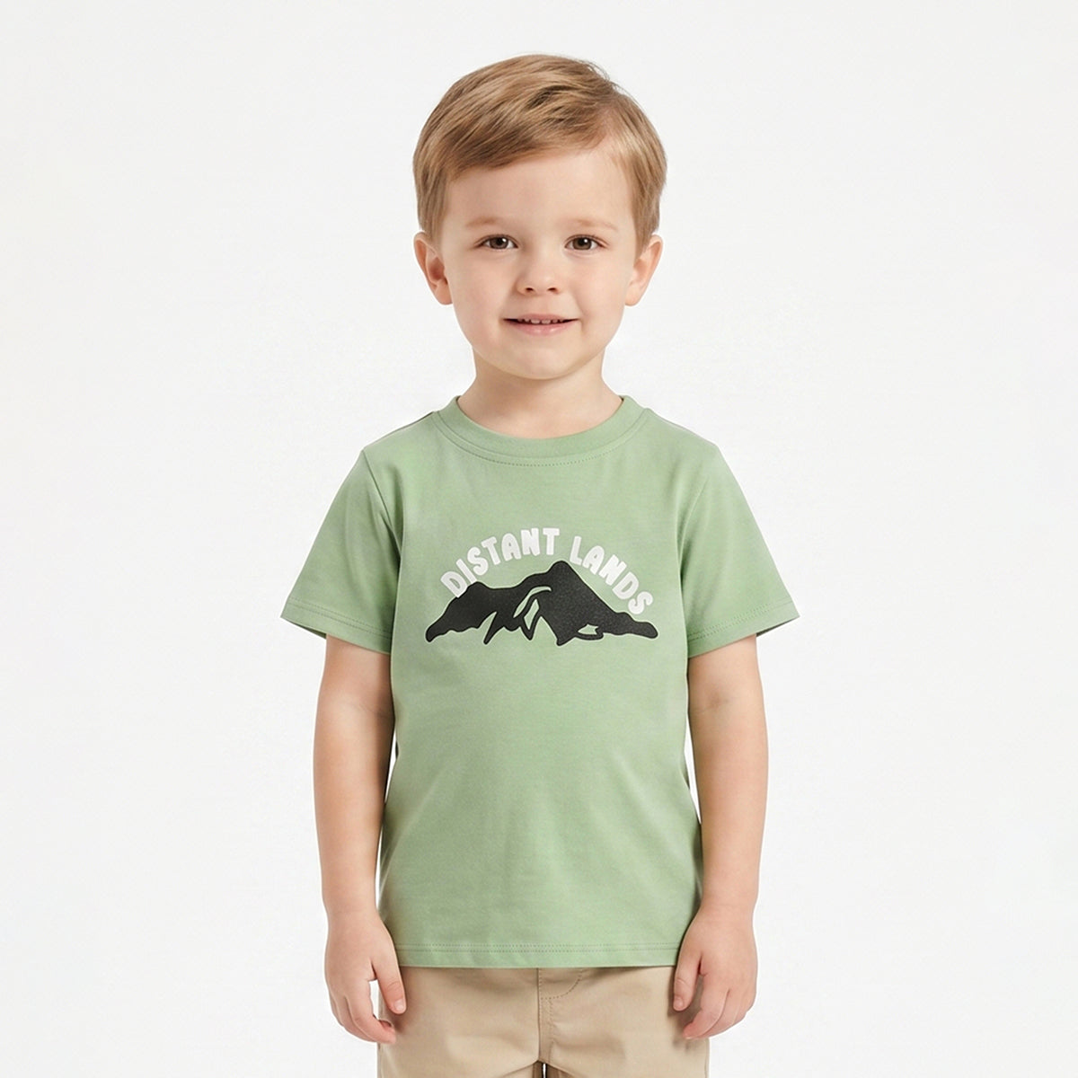 Baby Boys Green Graphic Print T-Shirt Regular Fit Casual Kids T-Shirt