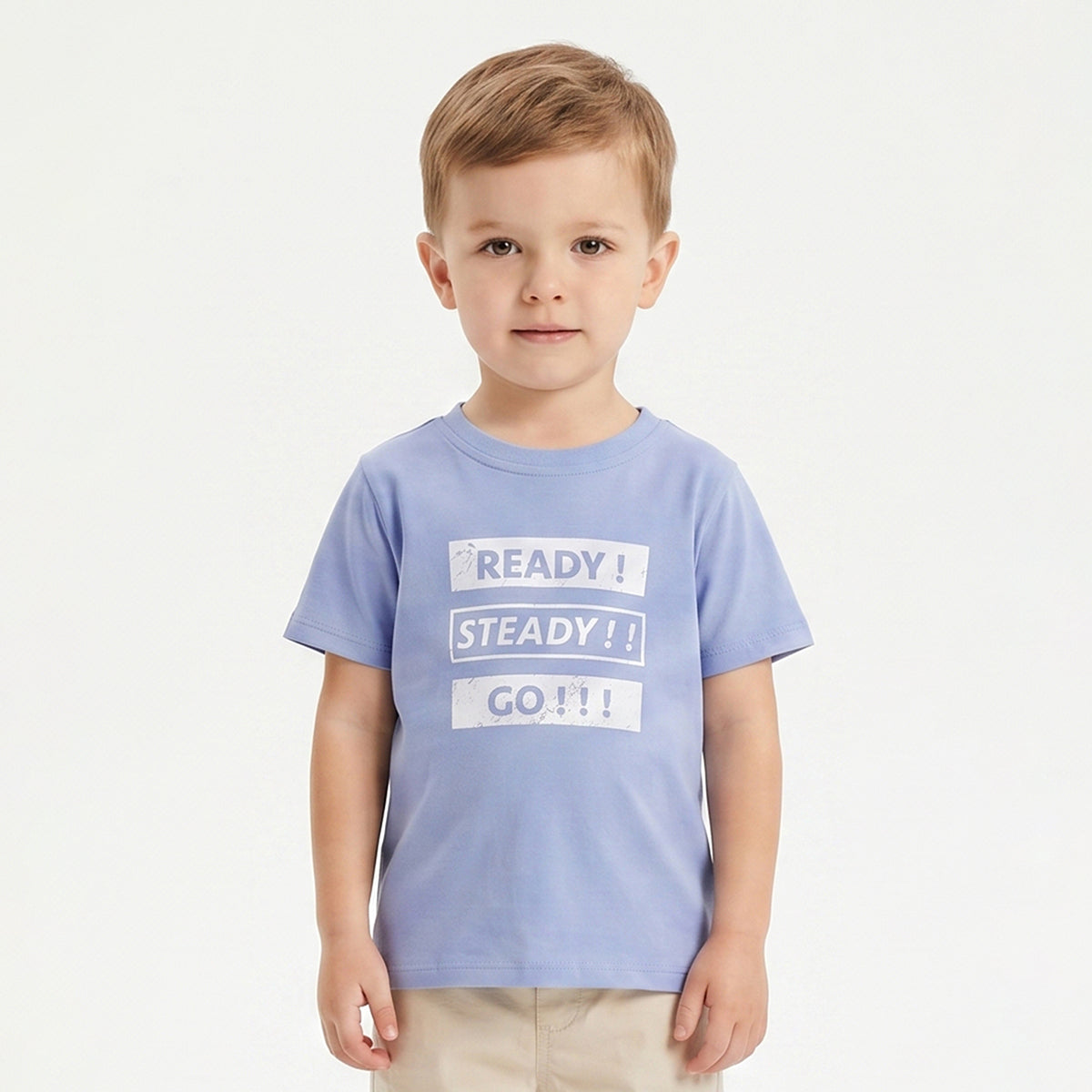 Baby Boys Blue Typography Print T-Shirt Regular Fit Casual Kids T-Shirt