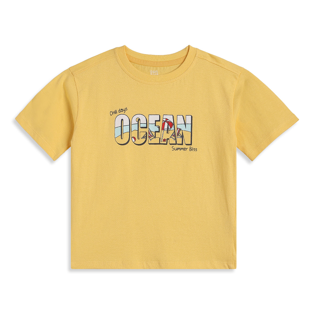 Baby Boys Yellow Cotton Printed T-Shirt Regular Fit Casual Wear
