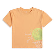 Baby Boys Orange Basketball Graphic Print T-Shirt Regular Fit Casual Kids T-Shirt
