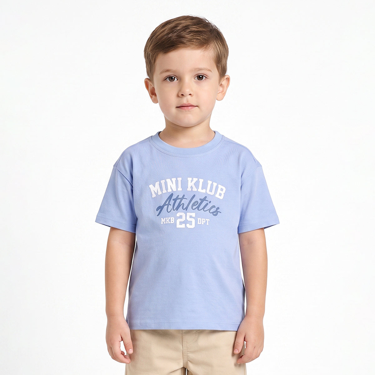 Baby Boys Blue Cotton Printed T-Shirt Regular Fit Casual Wear