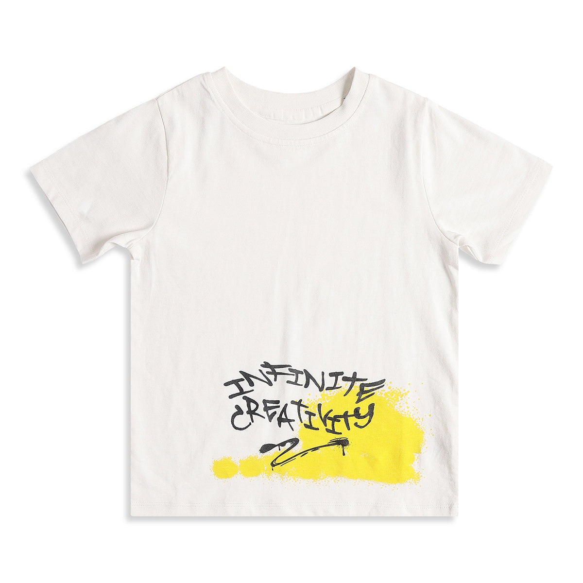 Baby Boys Off White Cotton Graphic T-Shirt Regular Fit Casual Kids T-Shirt