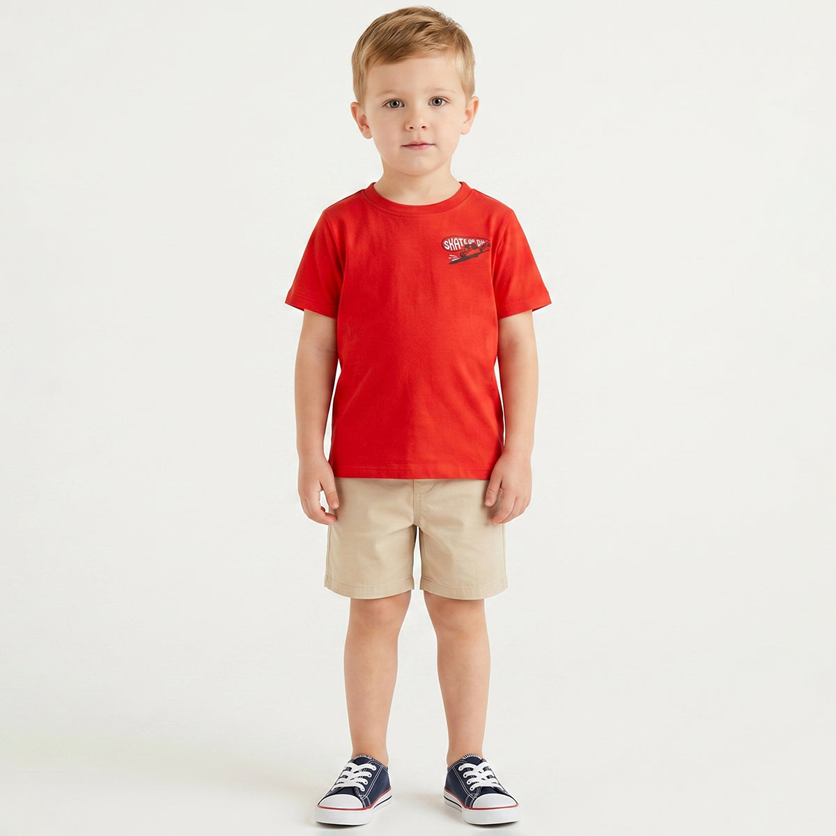 Baby Boys Red Skate Graphic Print T-Shirt Regular Fit Casual Kids T-Shirt