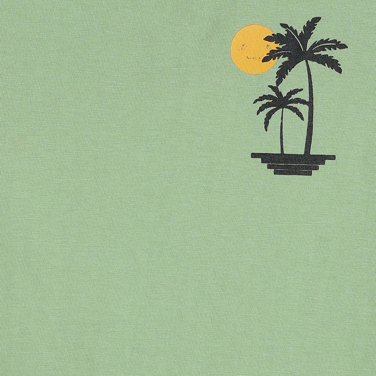 Baby Boys Green Cotton Palm Tree Graphic Print Henley T-Shirt Regular Fit Casual Wear