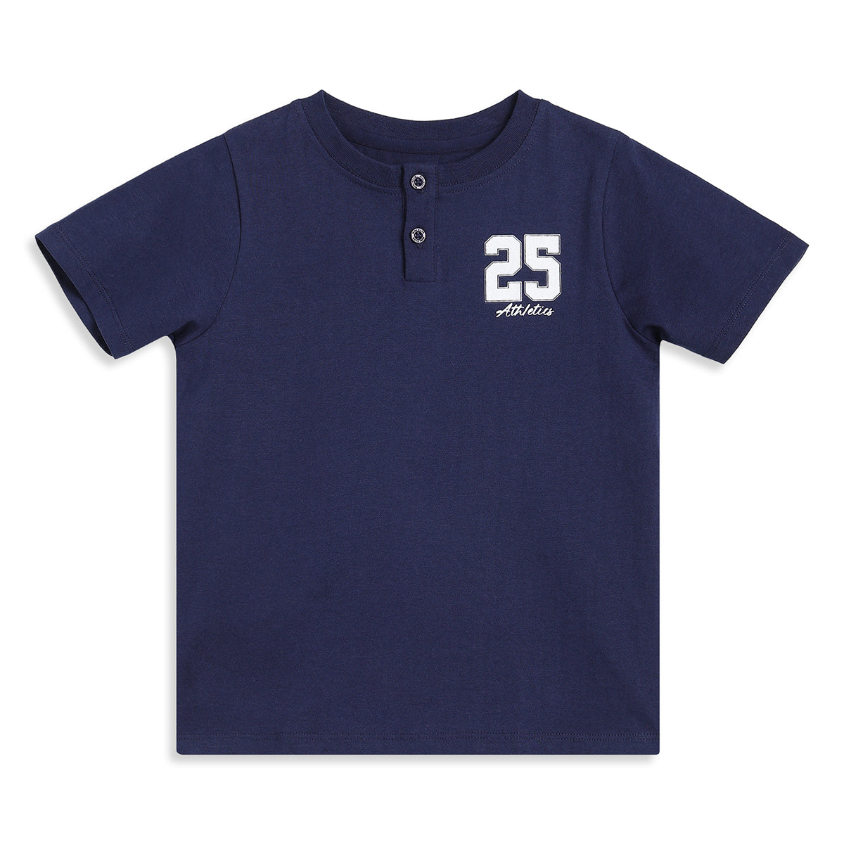 Baby Boys Navy Blue Cotton Printed Henley T-Shirt Regular Fit Casual Wear