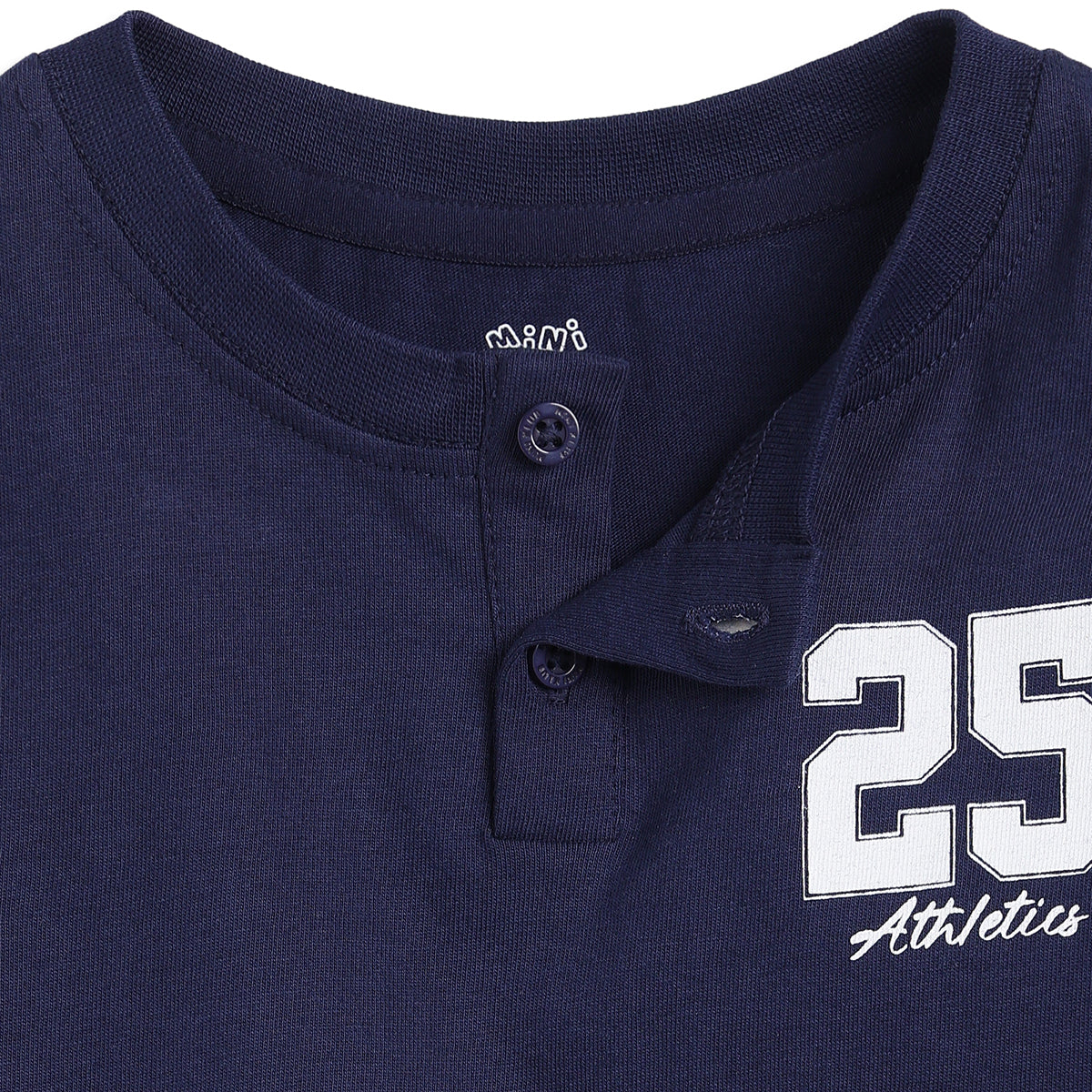Baby Boys Navy Blue Cotton Printed Henley T-Shirt Regular Fit Casual Wear