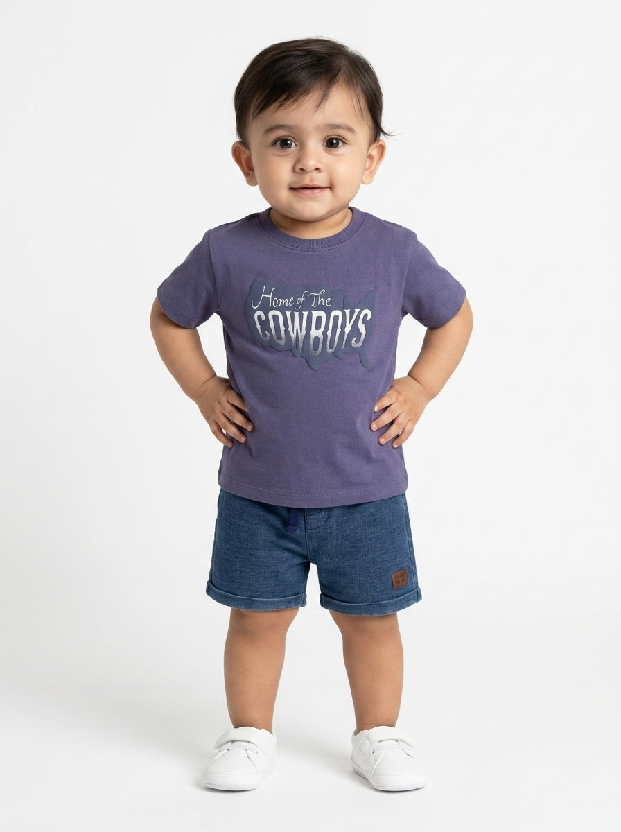 Baby Boys Solid Denim Shorts, Blue