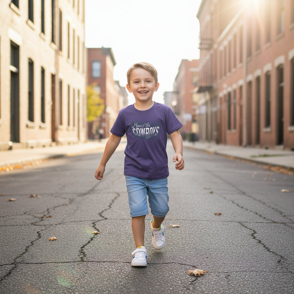 Kids Graphic T-Shirt with Text Print, Purple