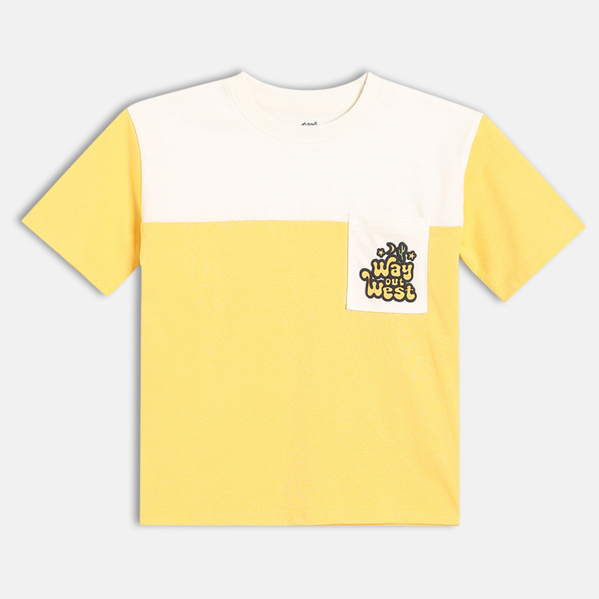 Boys Colourblock Printed T-Shirt, Yellow