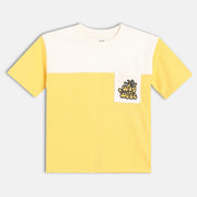 Boys Colourblock Printed T-Shirt, Yellow