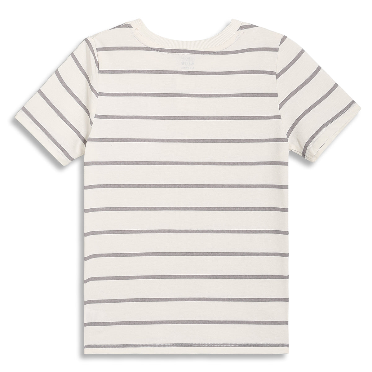 Boys Striped Henley Neck T-Shirt with Cactus Embroidery, Off White
