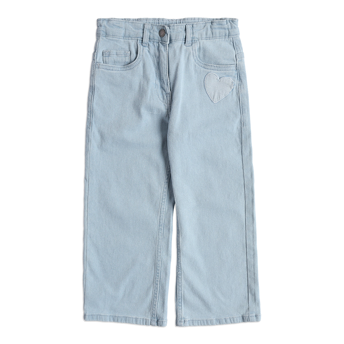 Baby Girls Light Blue Denim Pants Regular Fit Casual Kids Pants