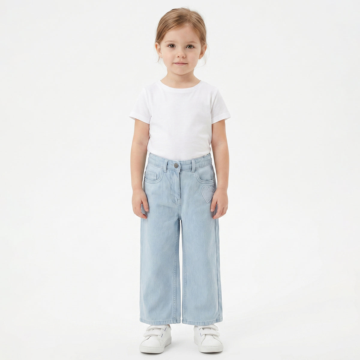 Baby Girls Light Blue Denim Pants Regular Fit Casual Kids Pants