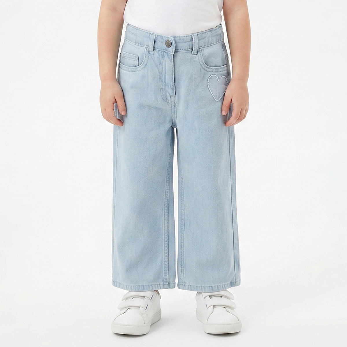 Baby Girls Light Blue Denim Pants Regular Fit Casual Kids Pants