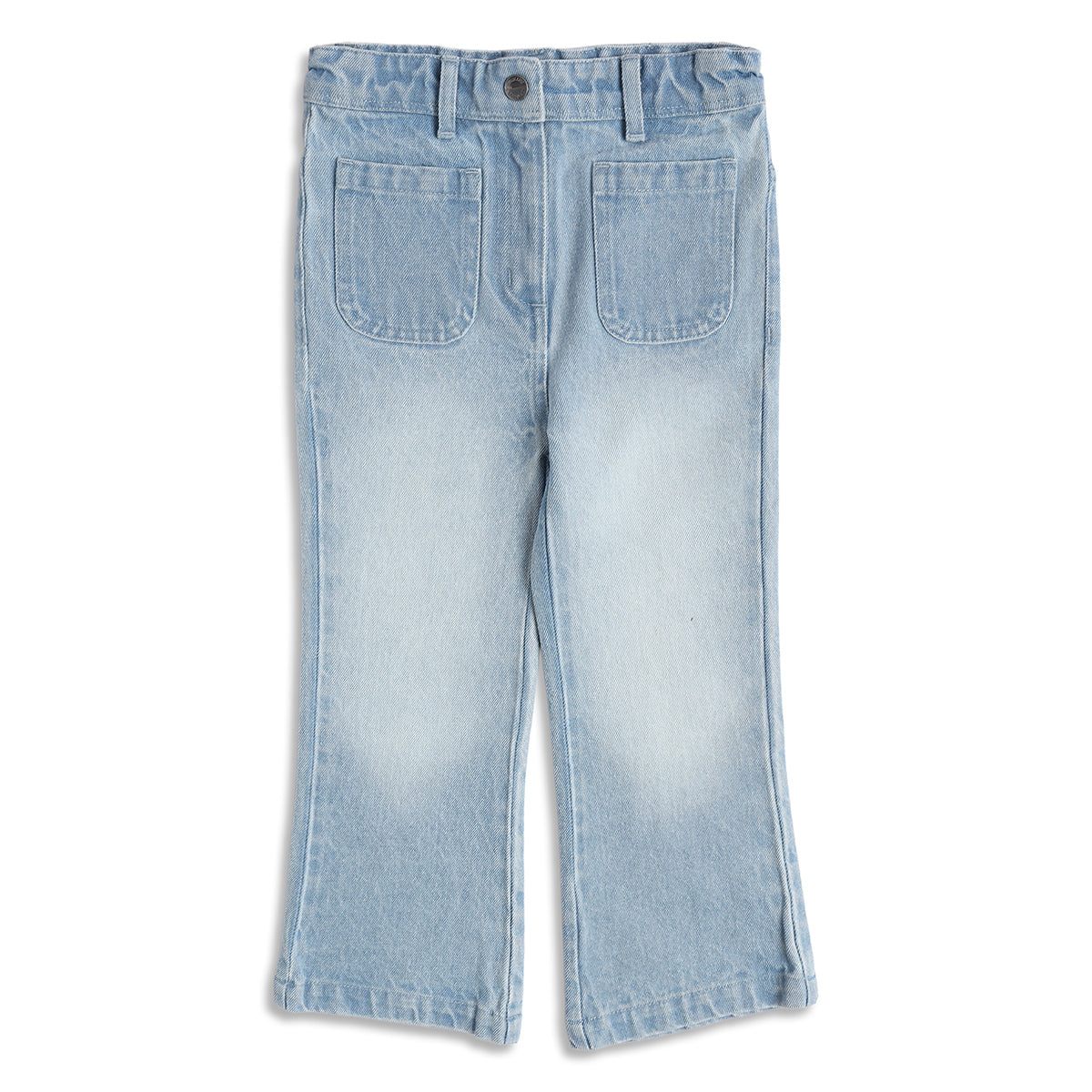Baby Girls Wide Leg Denim Jeans, Blue