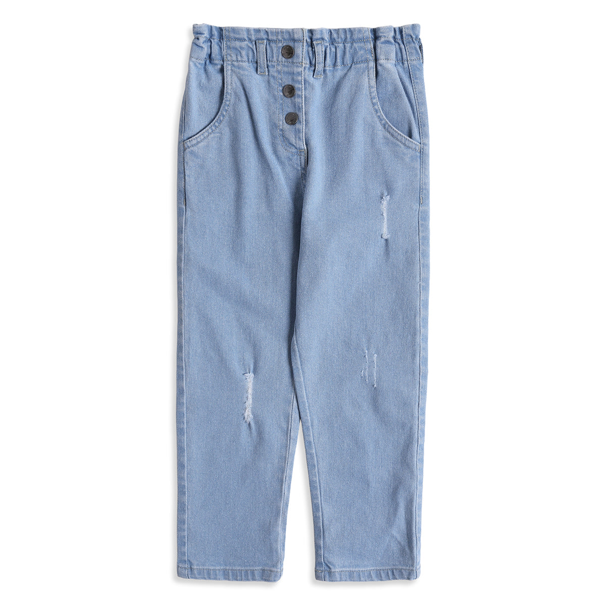 Baby Girls Light Blue Denim Pants Regular Fit Casual Kids Pants