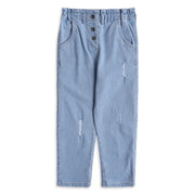 Baby Girls Light Blue Denim Pants Regular Fit Casual Kids Pants