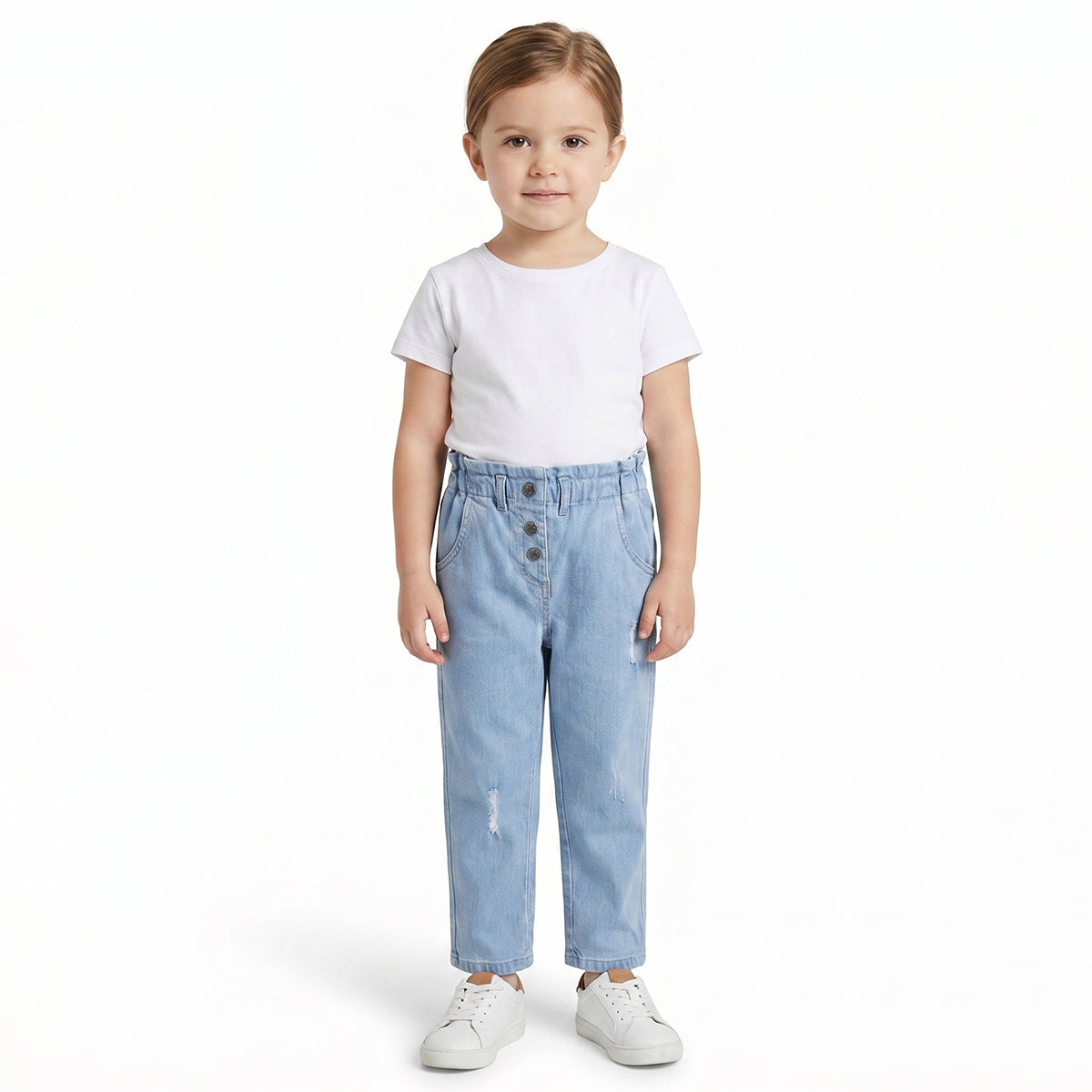 Baby Girls Light Blue Denim Pants Regular Fit Casual Kids Pants