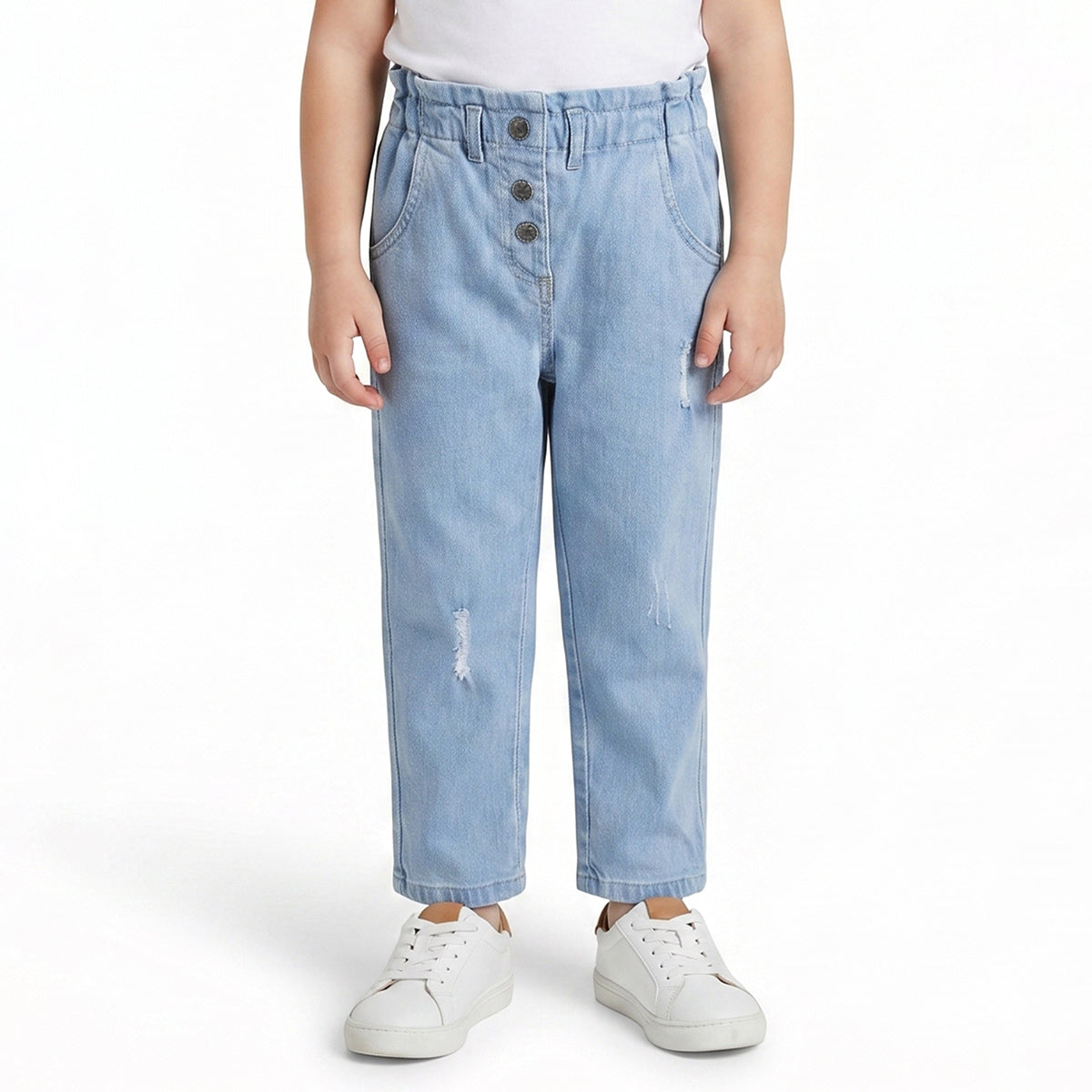 Baby Girls Light Blue Denim Pants Regular Fit Casual Kids Pants