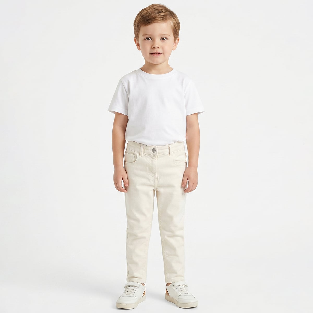 Girls Off White Denim Jeans Regular Fit Casual Kids Jeans