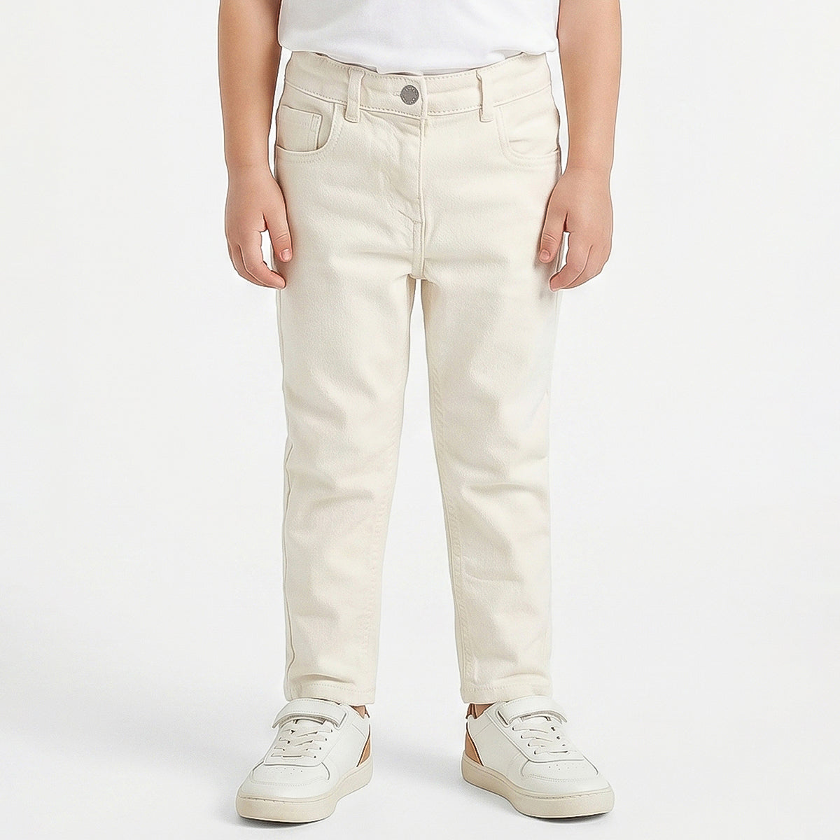 Girls Off White Denim Jeans Regular Fit Casual Kids Jeans
