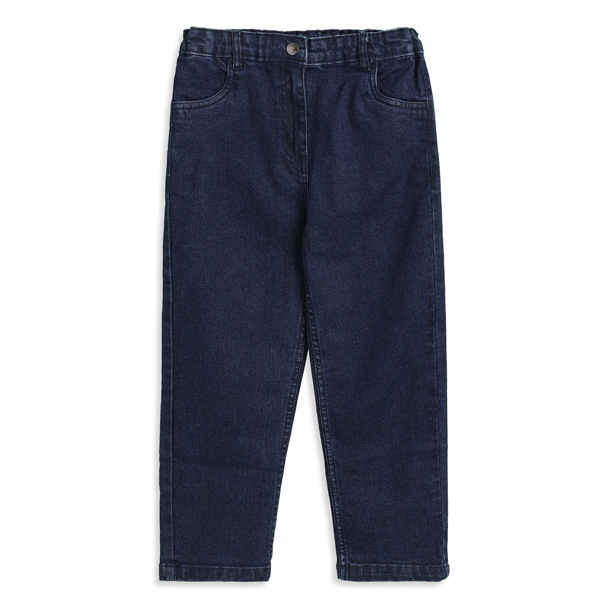 Girls Dark Blue Embroidered Heart Pocket Denim Jeans Regular Fit Casual Jeans