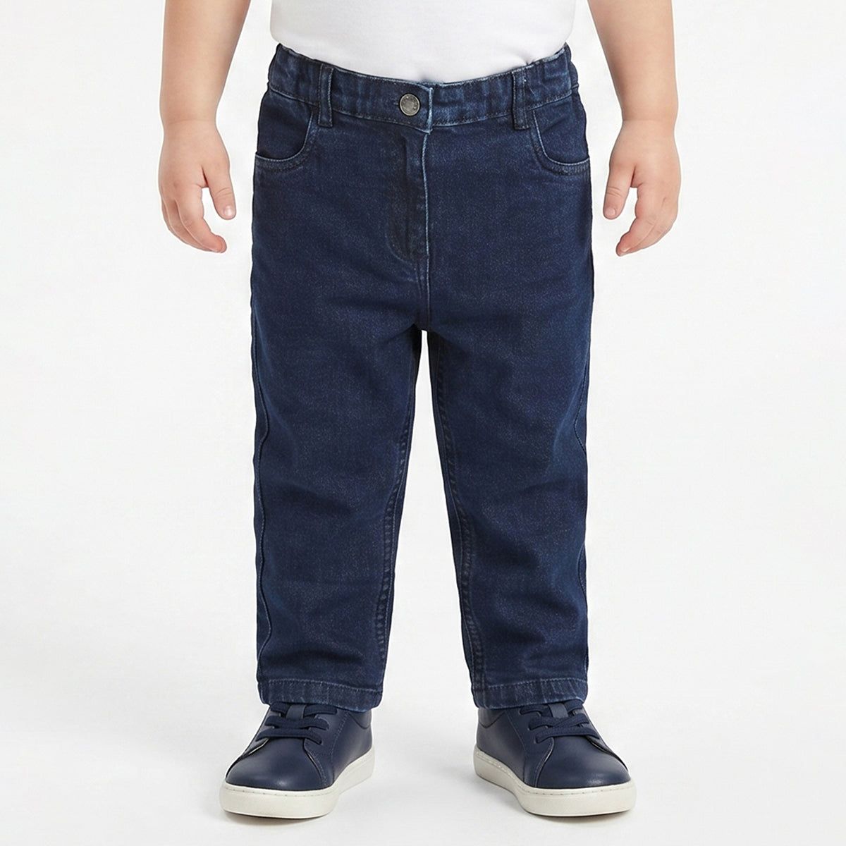 Girls Dark Blue Embroidered Heart Pocket Denim Jeans Regular Fit Casual Jeans