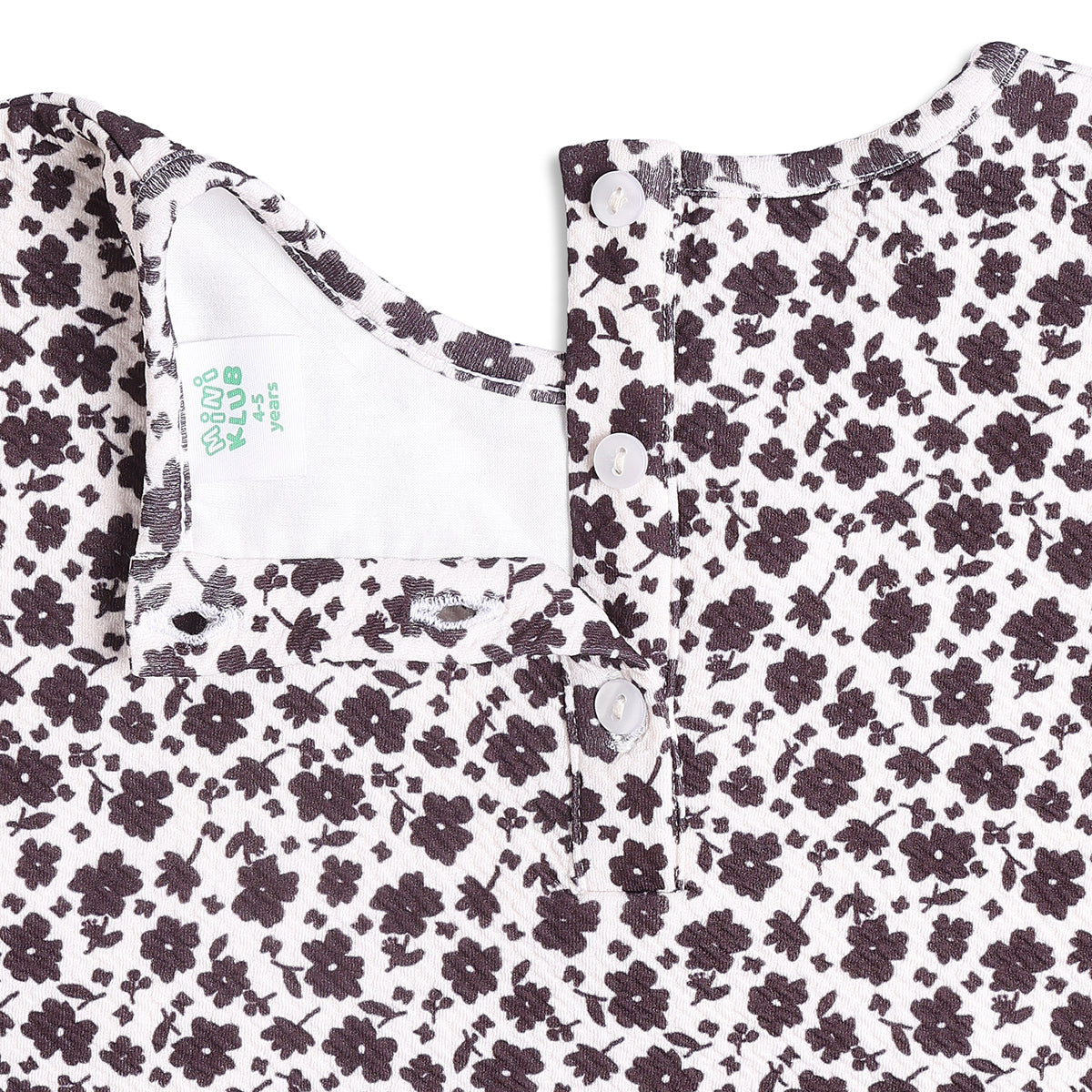 Baby Girls Floral Print Dress, White And Purple