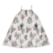 Baby Girls White Floral Print Pleated Sleeveless Knee Length Casual Dress