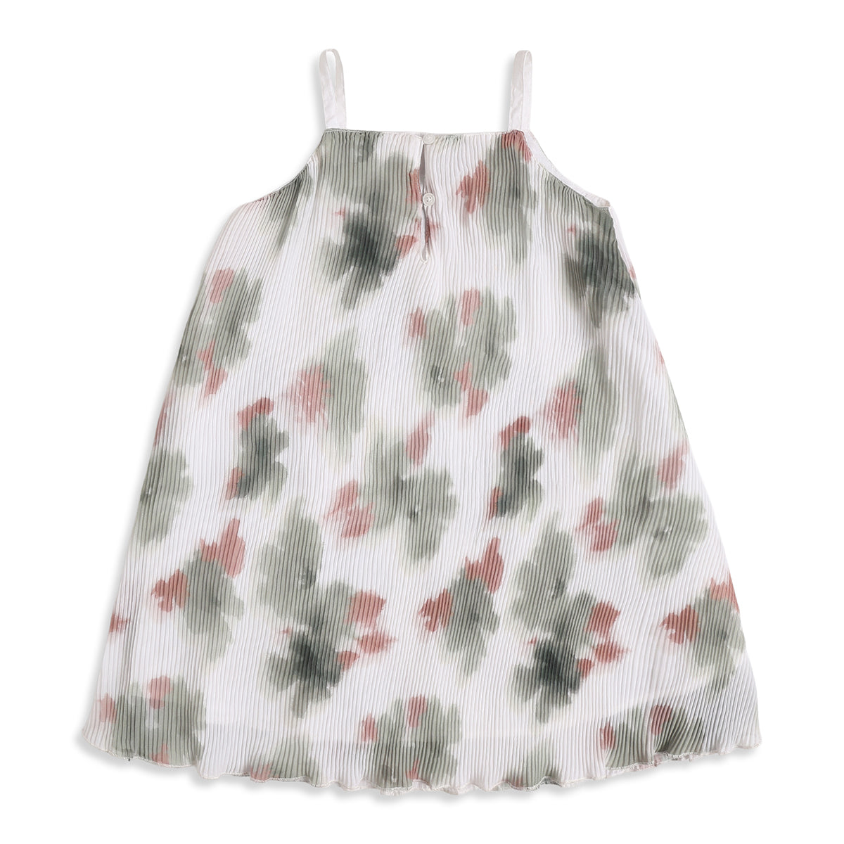 Baby Girls White Floral Print Pleated Sleeveless Knee Length Casual Dress