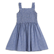 Girls Blue Cotton Printed Sleeveless Dress Regular Fit Casual Wear