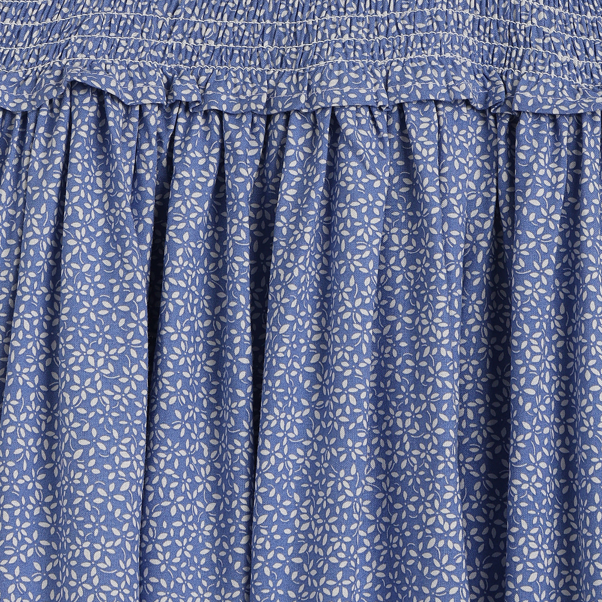 Girls Blue Cotton Printed Sleeveless Dress Regular Fit Casual Wear