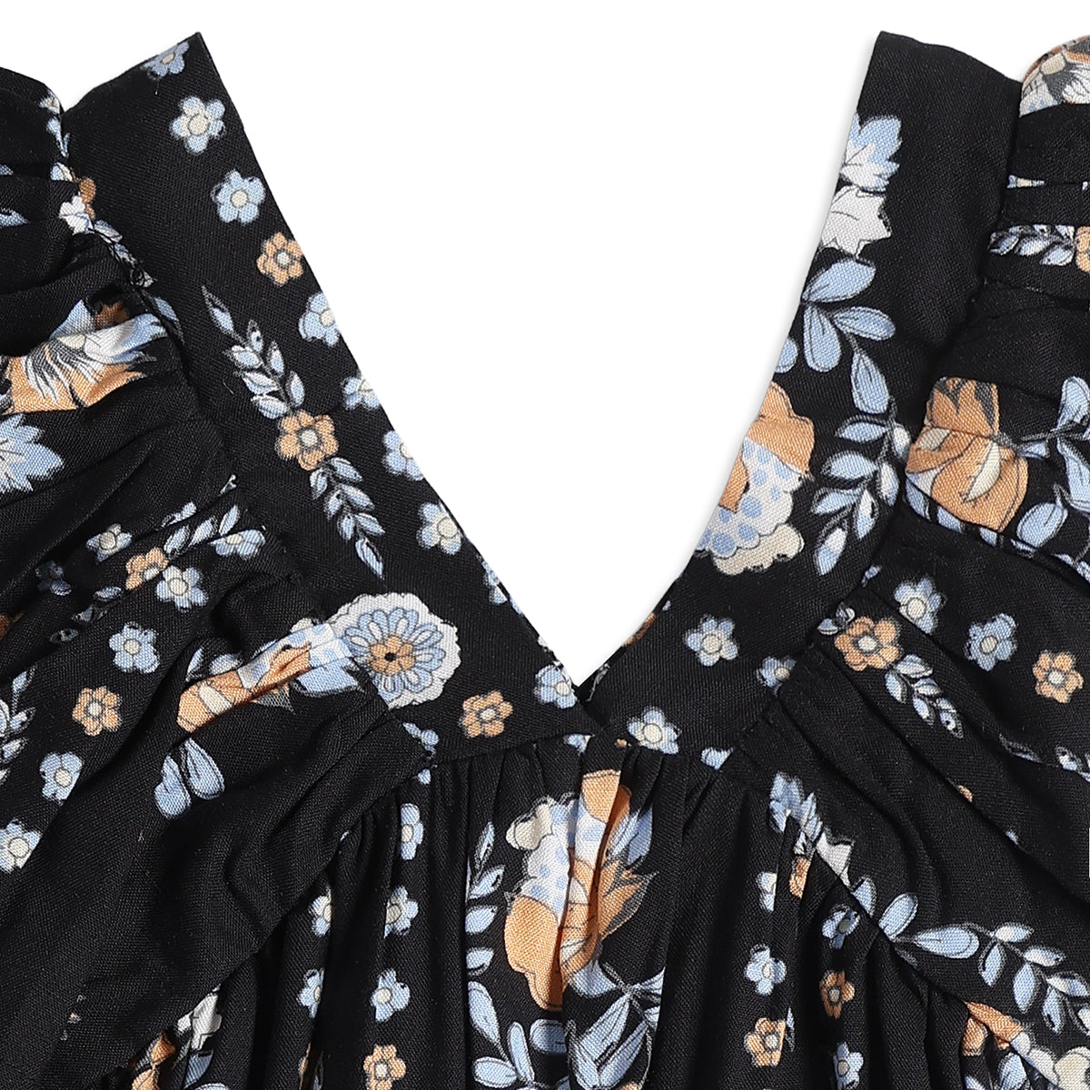Baby Girls Black Floral Dress Black